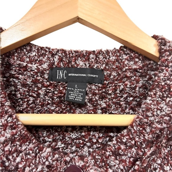 INC International Concepts Maroon Speckled Cardigan Button Down Large 90s Y2K - Picture 7 of 7